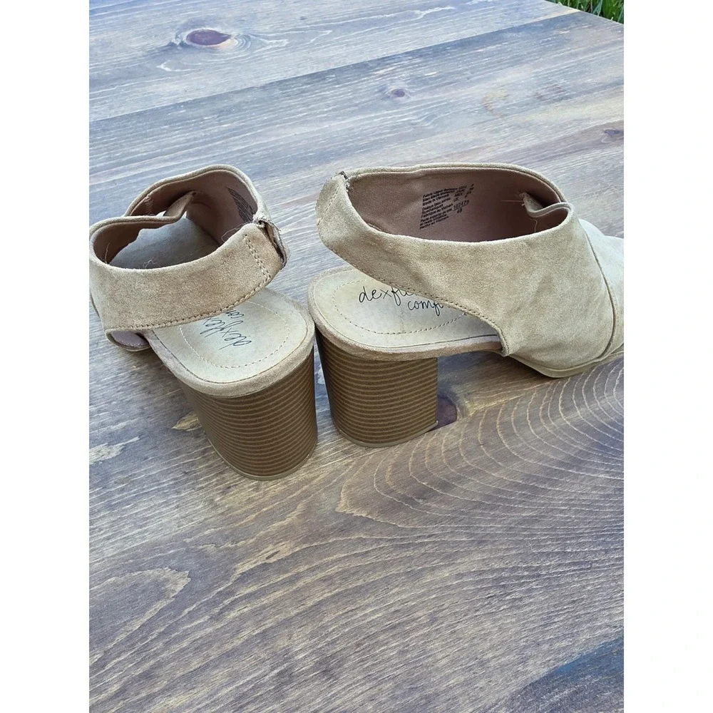 NEW Dexflex Comfort Open Toe Faux Suede Slingback Block Heel Size 8 #6430844